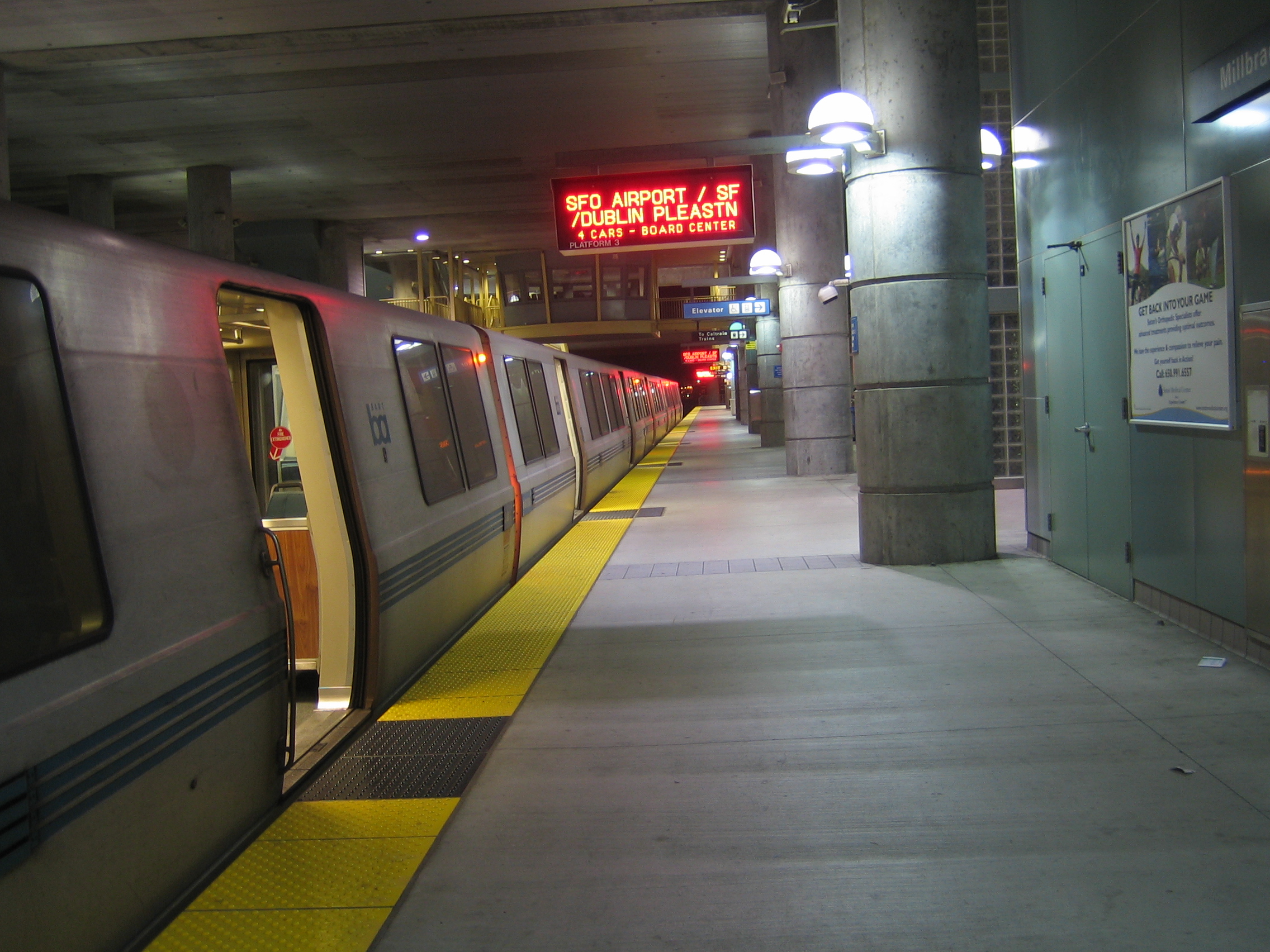 BART train heading for SFO Airport