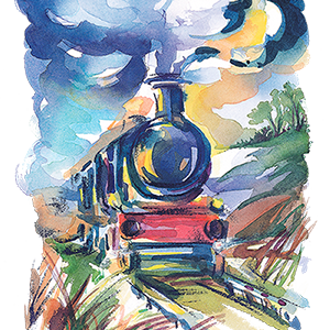 The lovely Glimmer Train watercolor illustration from their web site